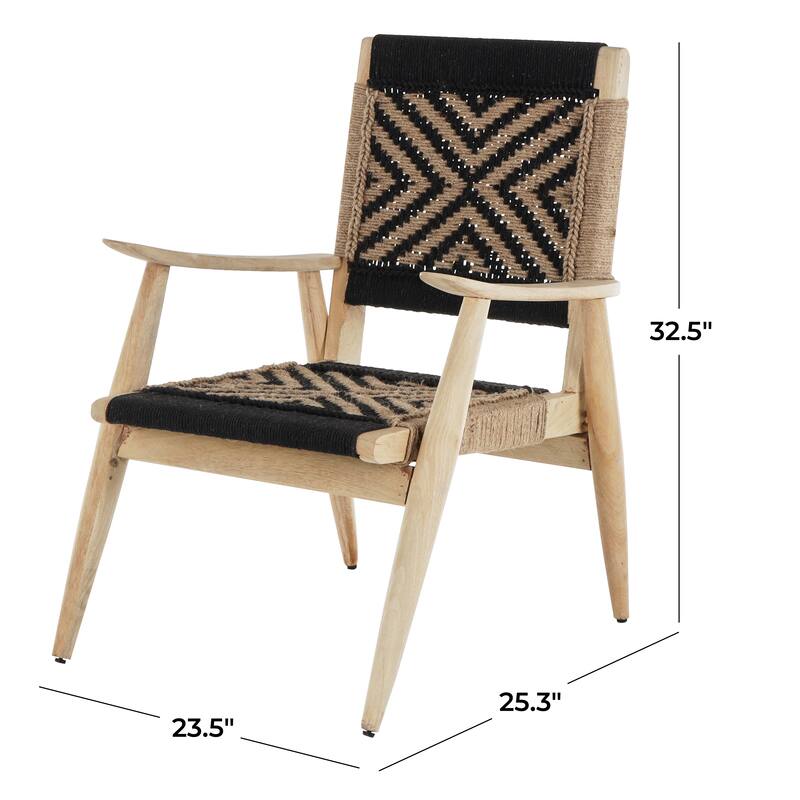 Black or White Jute Rope Handmade Living Room Accent Chair with Brown Mango Wood Frame
