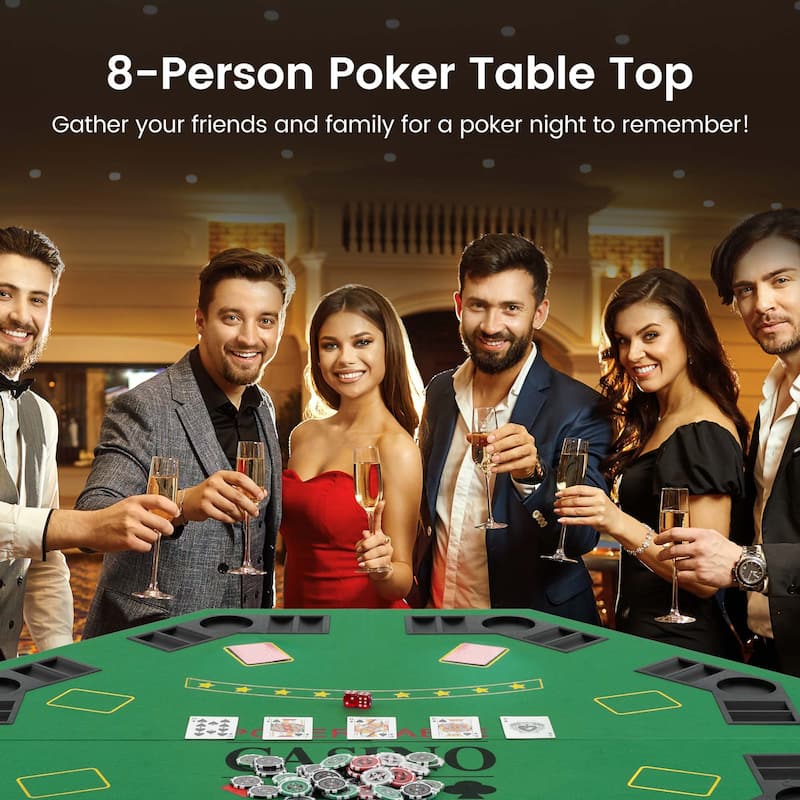 Costway 48" Poker Table Top - 8 Player Foldable Texas Holdem Poker - See Details