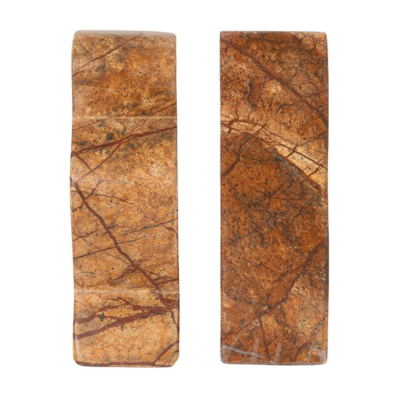 Decorative Travertine Wave Bookends, Set of 2