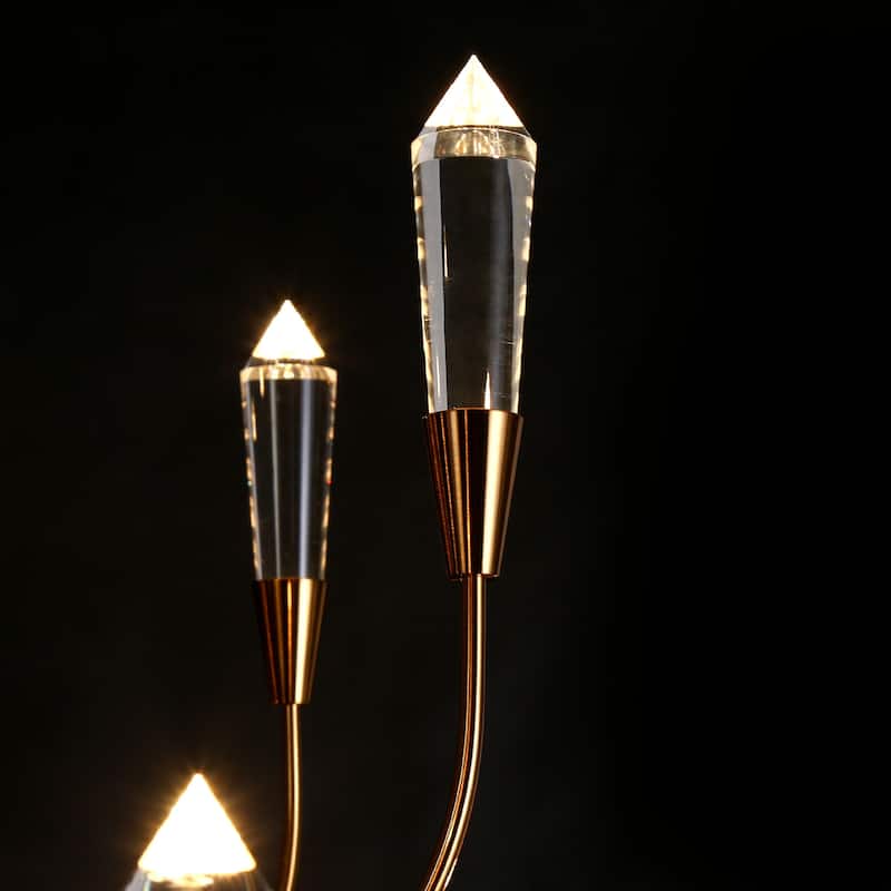 Modern 10-Light LED Gold Chandelier 2-Tier Classic Candle Lights for Dining Room - D 34.3" x H 28.3"