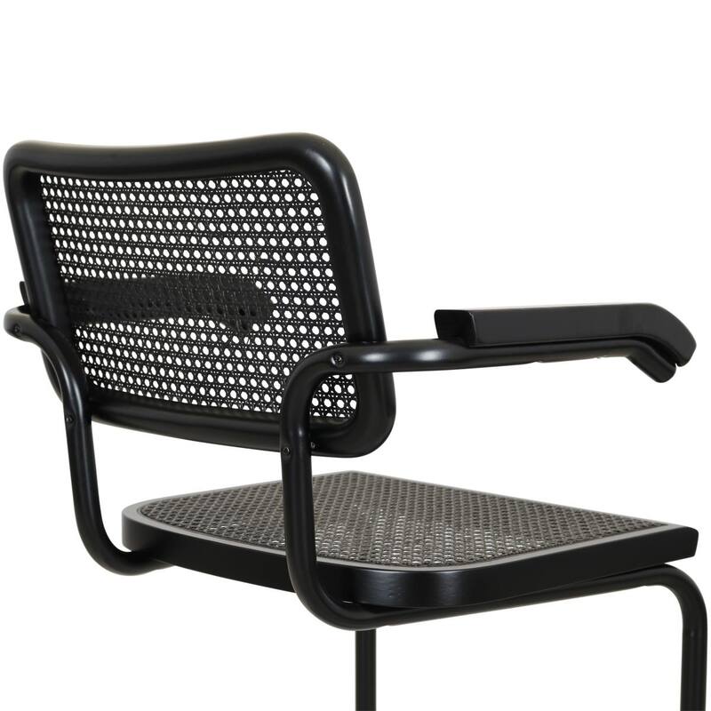 Breuer Chair Company Marcel Breuer Cesca Cane Cantilever Armchair Arm Chair w/ Black Steel Frame (Various Wood & Cane Colors)