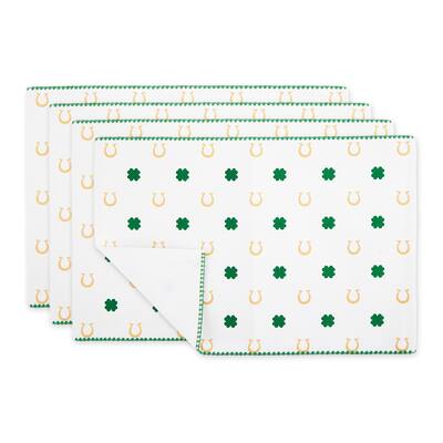 Clover Horseshoe Printed Placemat (Set of 4) - Reversible Placemat Set, 13x19"