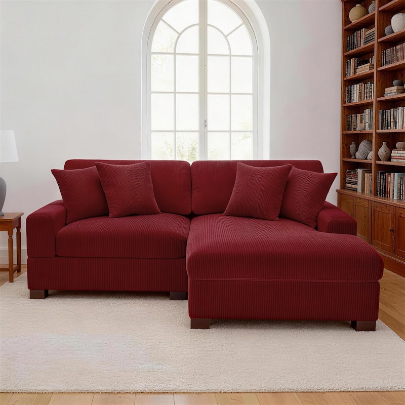 Oversized L-shaped Modular Sectional Sofa with Chaise Lounge - Red-2 Piece - Right Facing