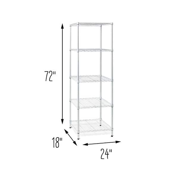 White Steel 5Tier Heavy Duty Adjustable Storage Shelf 13747186