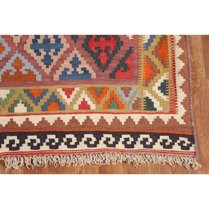 Reversible Kilim Qashqai Vegetable Dye Persian Vintage Wool Carpet - 5'0"x 9'0"