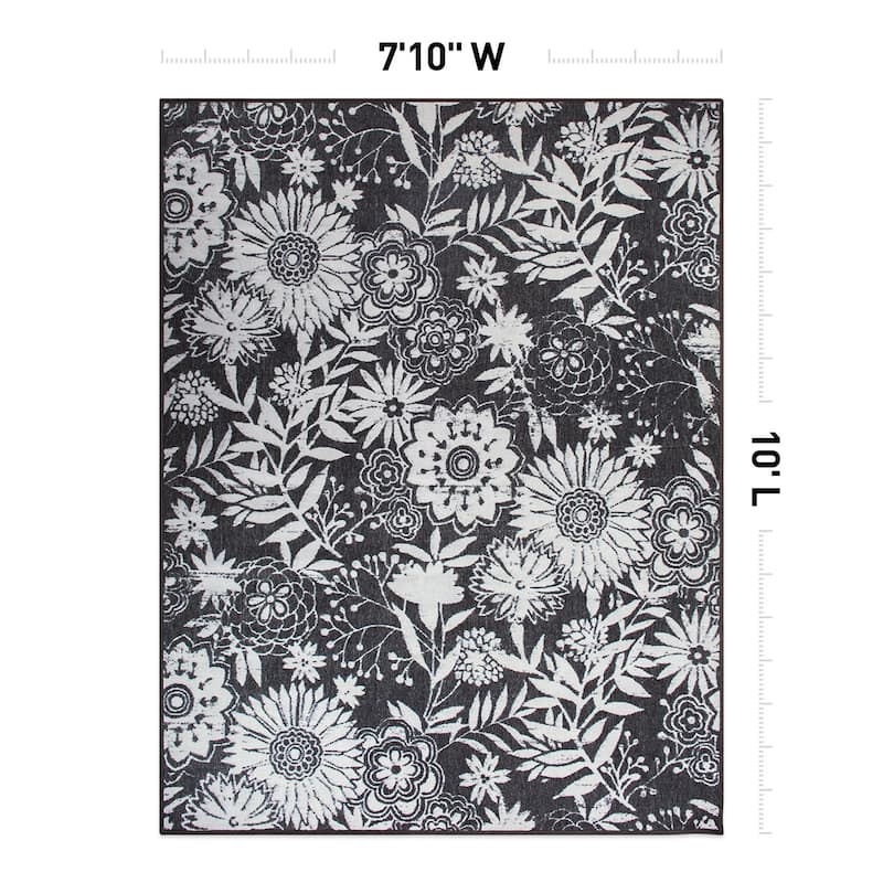 Modern Floral Flowers Indoor/Outdoor Area Rug