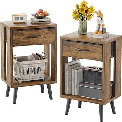 Nightstands Set of 2 with Fabric Storage Drawer