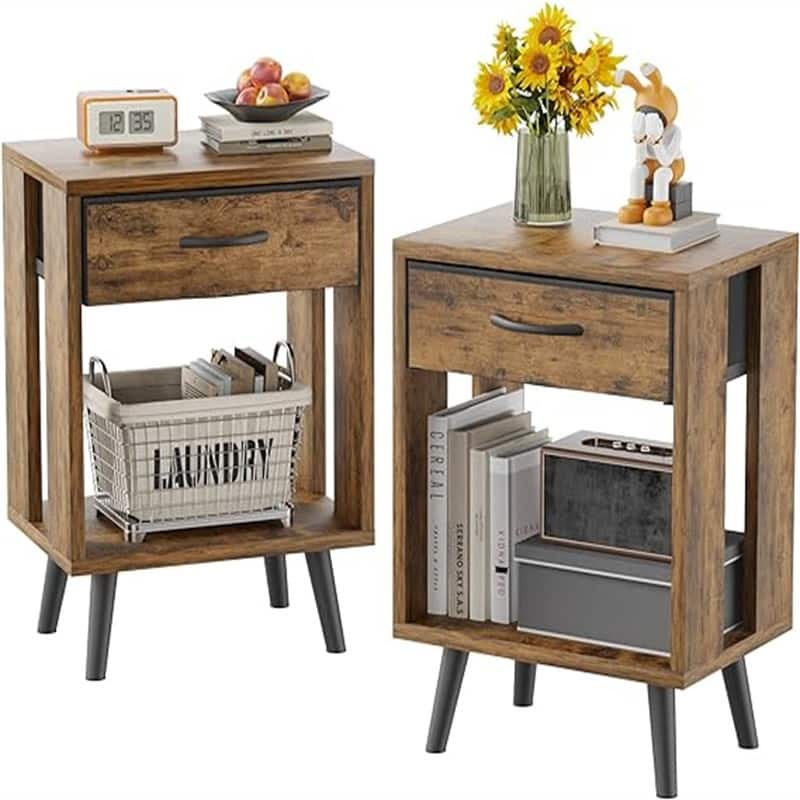 Nightstands Set of 2 with Fabric Storage Drawer