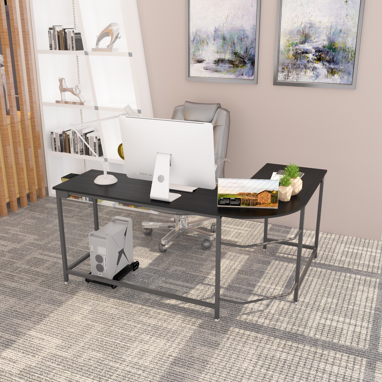 L Shaped Corner Desk Gaming Computer Desk Office Workstation Modern Wooden Home Study Writing Table Laptop Desk Black On Sale Overstock 32537441