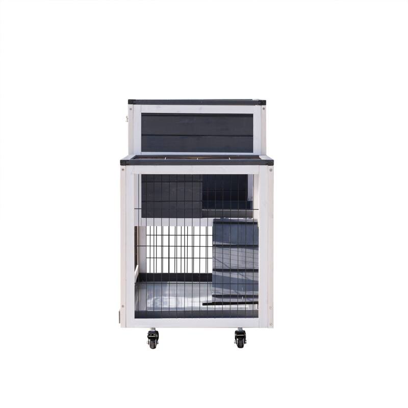 Grey Wood Outdoor Pet Kennel with Wheels and Ramp Bed Bath & Beyond