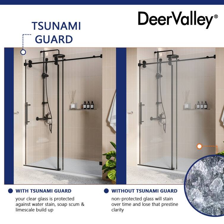 DeerValley Concord 56" - 60" W x 76" H Single Sliding Frameless Shower Door