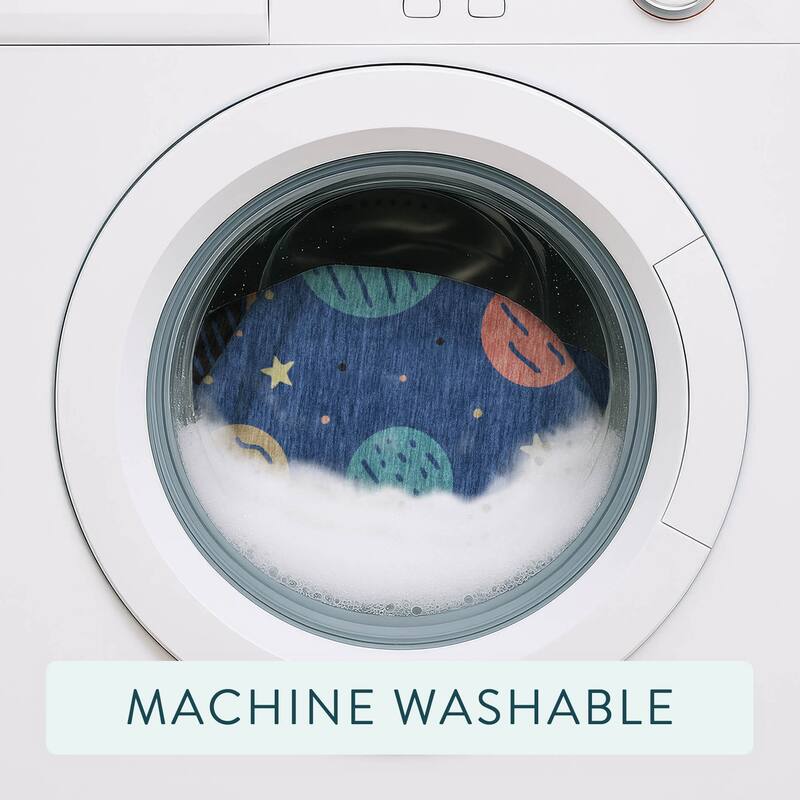 Machine Washable Indoor/ Outdoor Modern Planets Chantille Rug