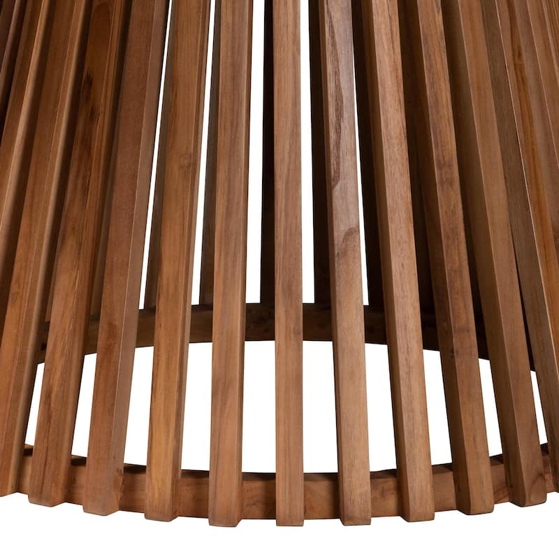Caribic Modern Slatted Acacia Wood Dining Table - Brown