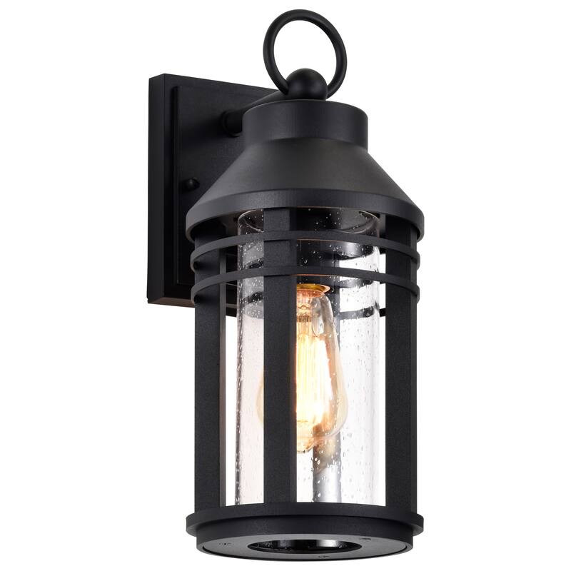 Wilton 1 Light Medium Wall Lantern Matte Black with Clear Seeded Glass