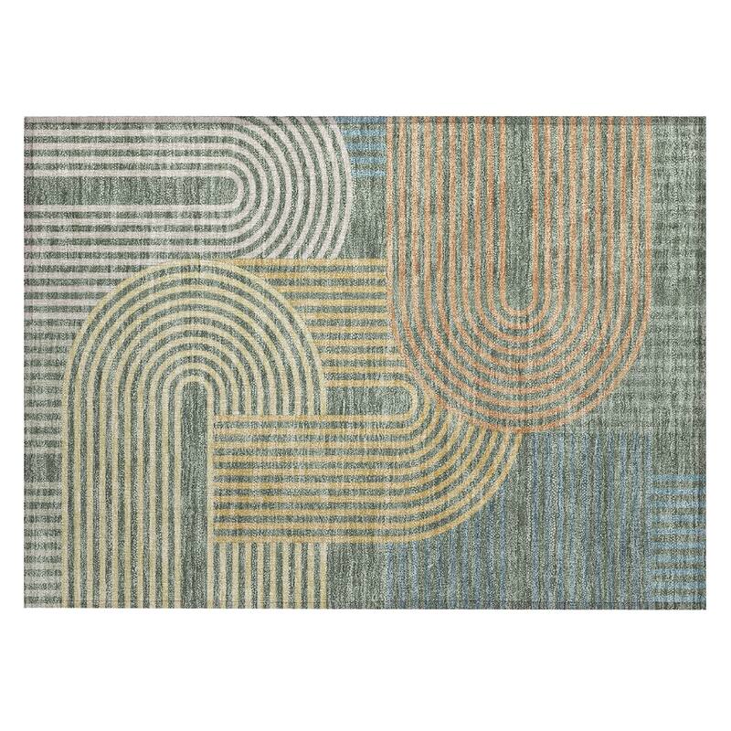 Machine Washable Indoor/ Outdoor Modern Basehor Chantille Rug