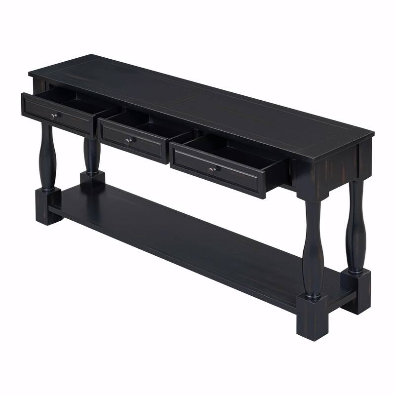63" Console Table with Drawers and Shelf