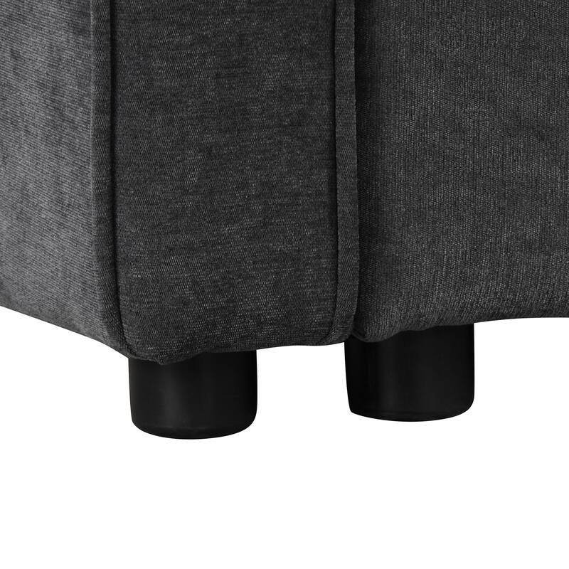124.8" Chenille L-Shaped Sectional Sofa Bed with USB Ports, Power Sockets and 2 Pillows