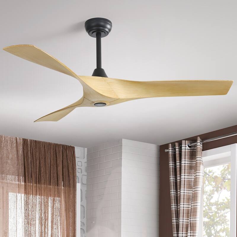 3 Blade Propeller Ceiling Fan for Living Room Bedroom, Indoor & Outdoor 52" Reversible Ceiling Fan with Remote, No Light, Black - Black