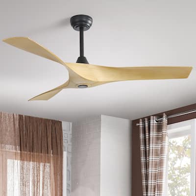 3 Blade Propeller Ceiling Fan for Living Room Bedroom, Indoor & Outdoor 52" Reversible Ceiling Fan with Remote, No Light, Black