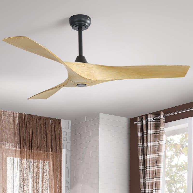 52 Inch Modern Ceiling Fan With 3 ABS Blades Remote Control Without Light - Black