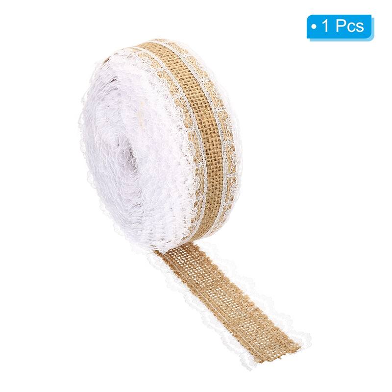 1" Wide Burlap Fabric Ribbon Wired Jute Lace Crafts Rolls Floral