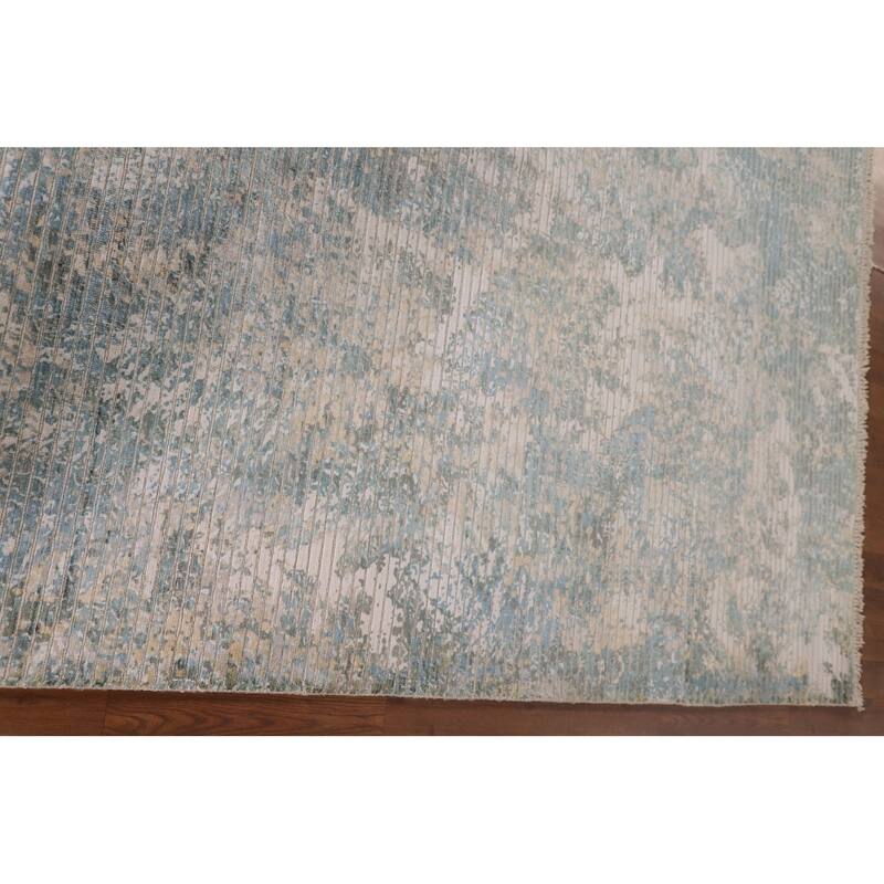 Striped Abstract Indian Area Rug Handmade Wool Carpet - 5'6"x 7'7"