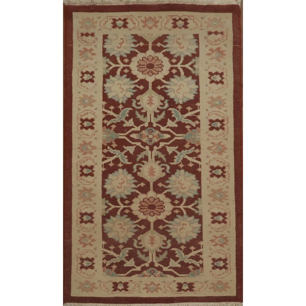 Hand Knotted Oriental 100% Wool Carpet Traditional All-Over Oranges & Rust Ziegler Area Rug - 4' 0'' X 2' 0''