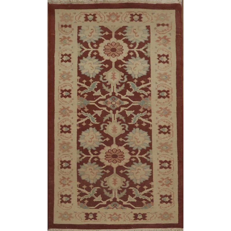 Hand Knotted Oriental 100% Wool Carpet Traditional All-Over Oranges & Rust Ziegler Area Rug - 4' 0'' X 2' 0''