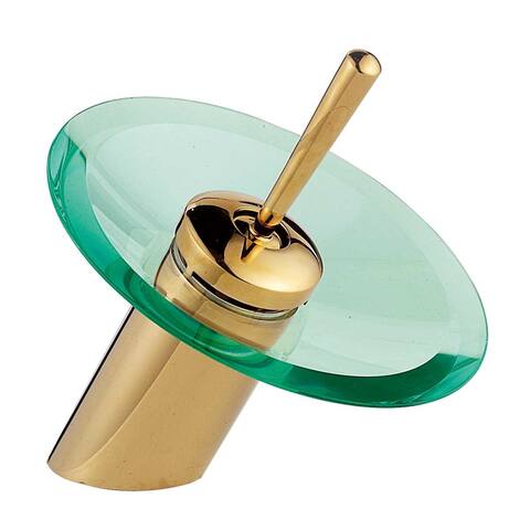 Waterfall Faucet Heavy Cast PVD Brass 7" Green Glass Renovators Supply