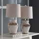 preview thumbnail 2 of 6, SAFAVIEH Lighting 24-inch Raised Floral Garden Table Lamp (Set of 2) - 12"x12"x24"