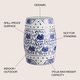 preview thumbnail 2 of 5, Lotus Flower 17.8" Chinoiserie Ceramic Drum Garden Stool, Blue/White