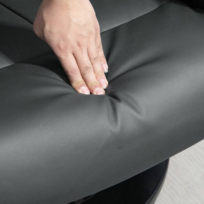 PU Leather Vibration Massage Recliners , with Footrest and Side Pockets, Manual Tilt Backrest Adjustment and 360° Rotating Base