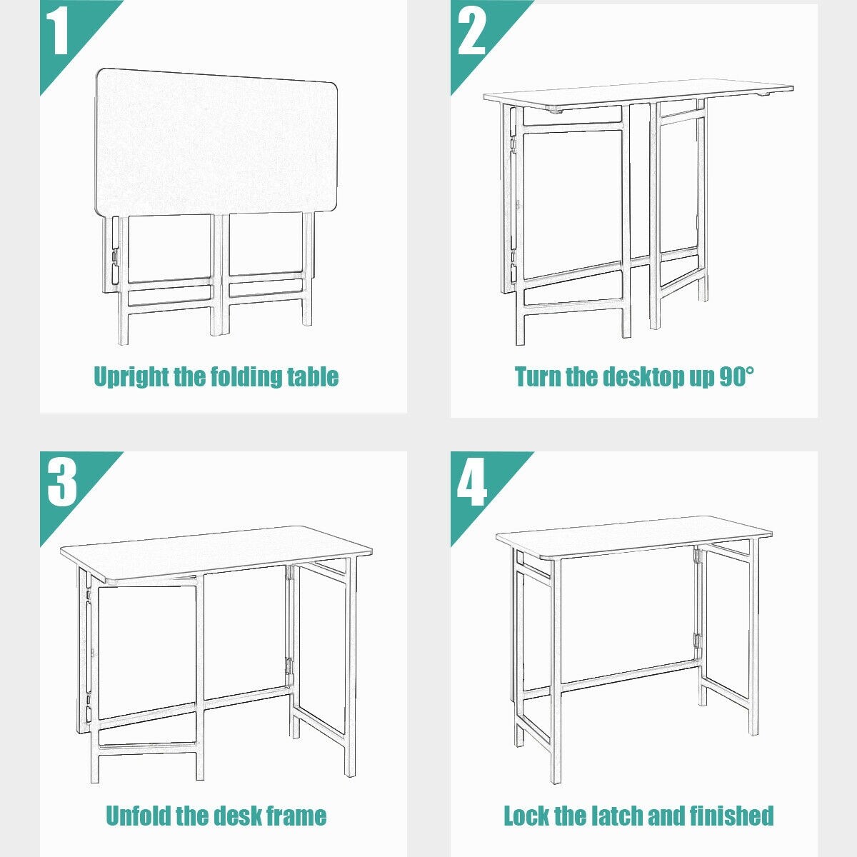 Shop Gymax Folding Table Computer Desk Pc Laptop Writing Table