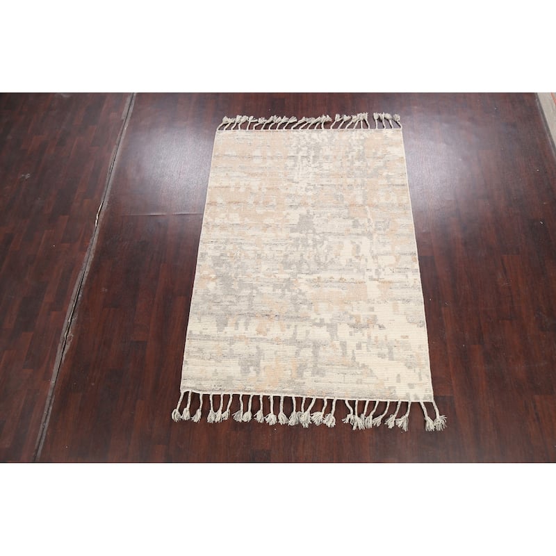 Abstract Modern Moroccan Oriental Area Rug Hand-knotted Wool Carpet - 5'3" x 7'5"