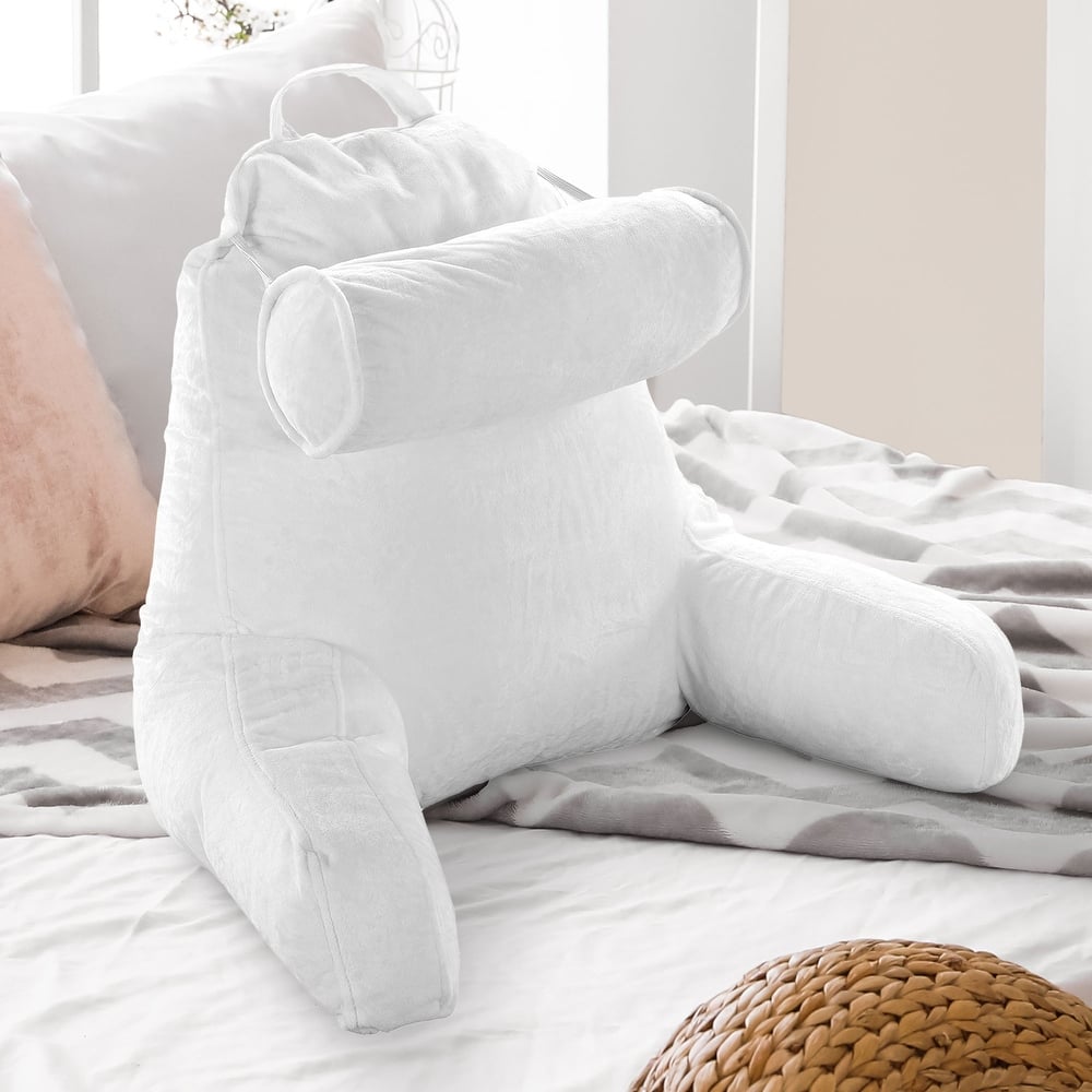 Cheer Collection TV and Reading Pillow with Detachable Bolster Pillow and Washable Cover