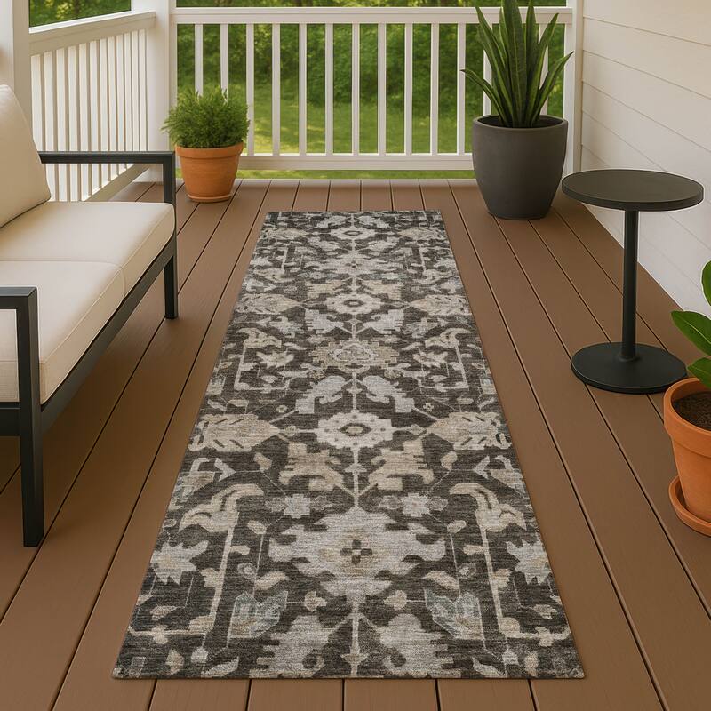 Machine Washable Indoor/ Outdoor Casual Traditional Chantille Rug - Chocolate - 2'3" x 7'6"