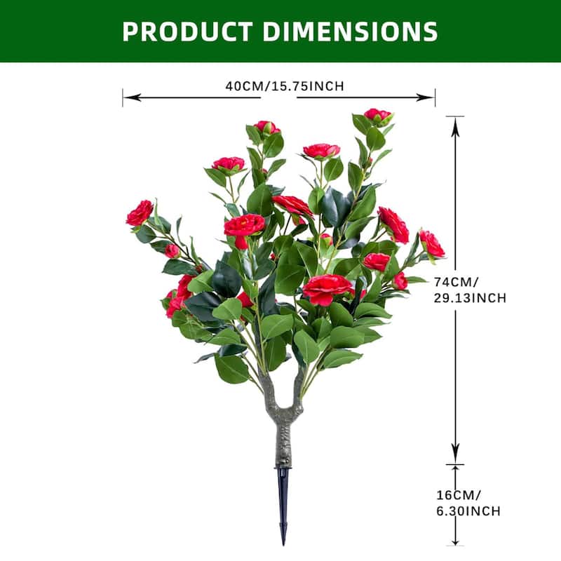 Set of 2/4 Artificial Topiary Ball Trees with Metal Stakes with Camellia Flowers