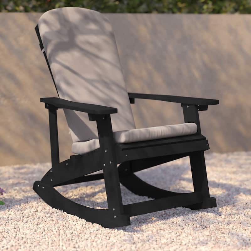 Indoor/Outdoor Rocking Adirondack Chairs with Cushions - Set of 2 - 29.5"W x 37.75"D x 39.5"H