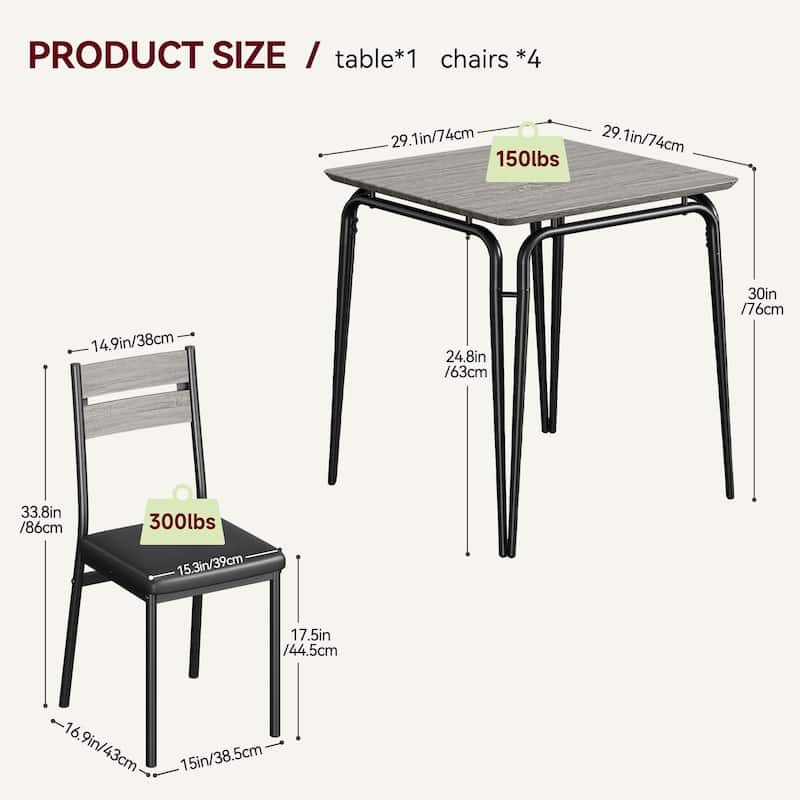 Dining Table for 2, Space Saving Square Dinette for Kitchen, Dining Room