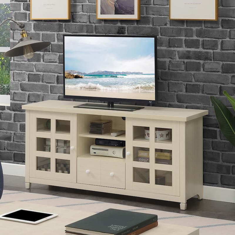 Newport Park Lane 1 Drawer TV Stand with Storage Cabinets and Shelves for TVs up to 65 Inches - Ivory