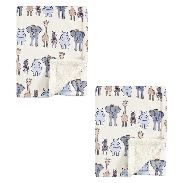 slide 1 of 1, Hudson Baby Unisex Baby Plush Mink and Faux Shearling Blanket, Royal Safari 2-Piece, One Size - Royal Safari 2-Piece - One Size One Size - Royal Safari 2-Piece