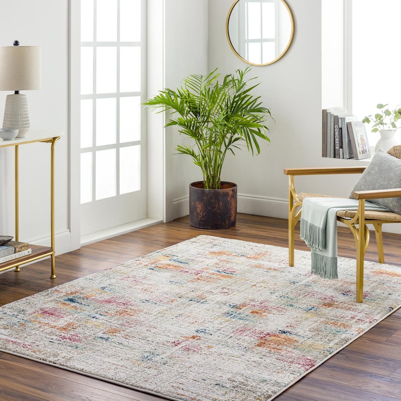 Livabliss Illusions Shabby Chic Abstract Area Rug - Cream/Orange - 2' x 2' 11"