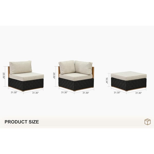 dimension image slide 3 of 4, PURPLE LEAF GLFSF Outdoor sofas Black sofa with white seat for Yard Porch Deck Patio Conversation Sets