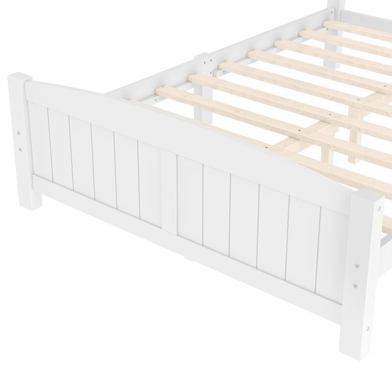 King/Queen/Full Size Platform Bed, Solid Wood Bed Frame with Support Slats, No Box Spring Needed, Sturdy Structure