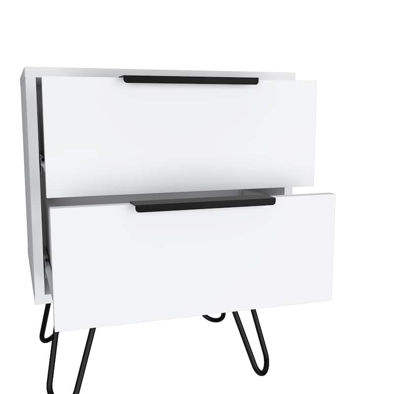 Nightstand Skyoner 2, Harpin Legs, Two Drawers, Black Wengue Finish