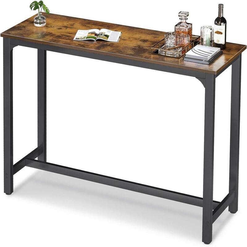 Bar Height Pub Table - 47"D x 15"W x 39"H - Rustic Brown 47 Inch