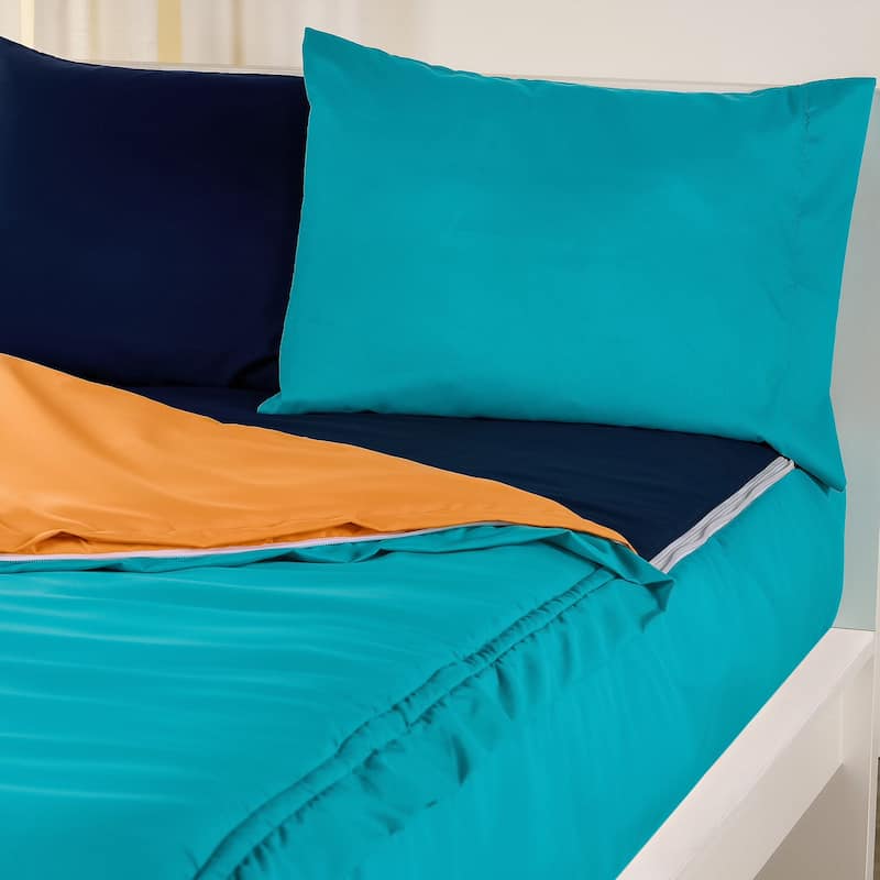 Siscovers Turqouise and Orange Bunkie Deluxe Zipper Bedding Set