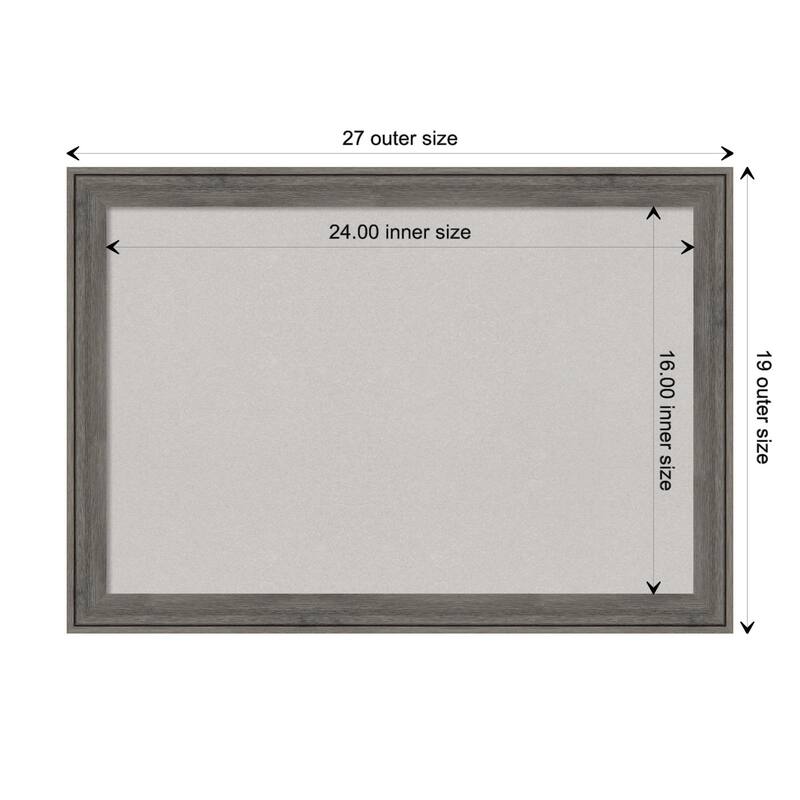 Regis Barnwood Grey Narrow Wood Framed Grey Corkboard Bulletin Board - Board Size 24x16