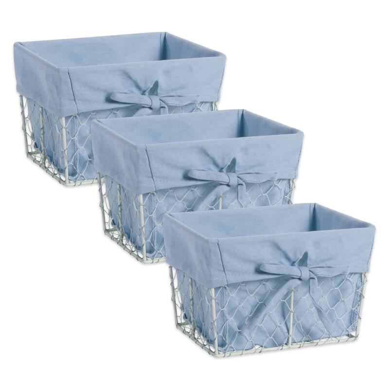 DII Chicken Wire Baskets - Small Set of 3 - Washed Denim