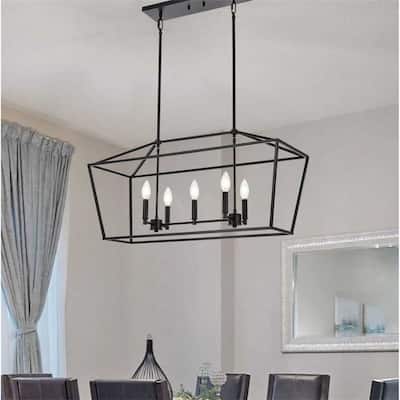 5-Light Traditional Farmhouse Linear Chandelier